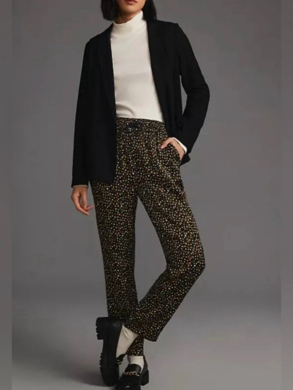 Scotch & Soda Nina Mid-Rise Tapered Joggers Black Olive Orange White Floral M